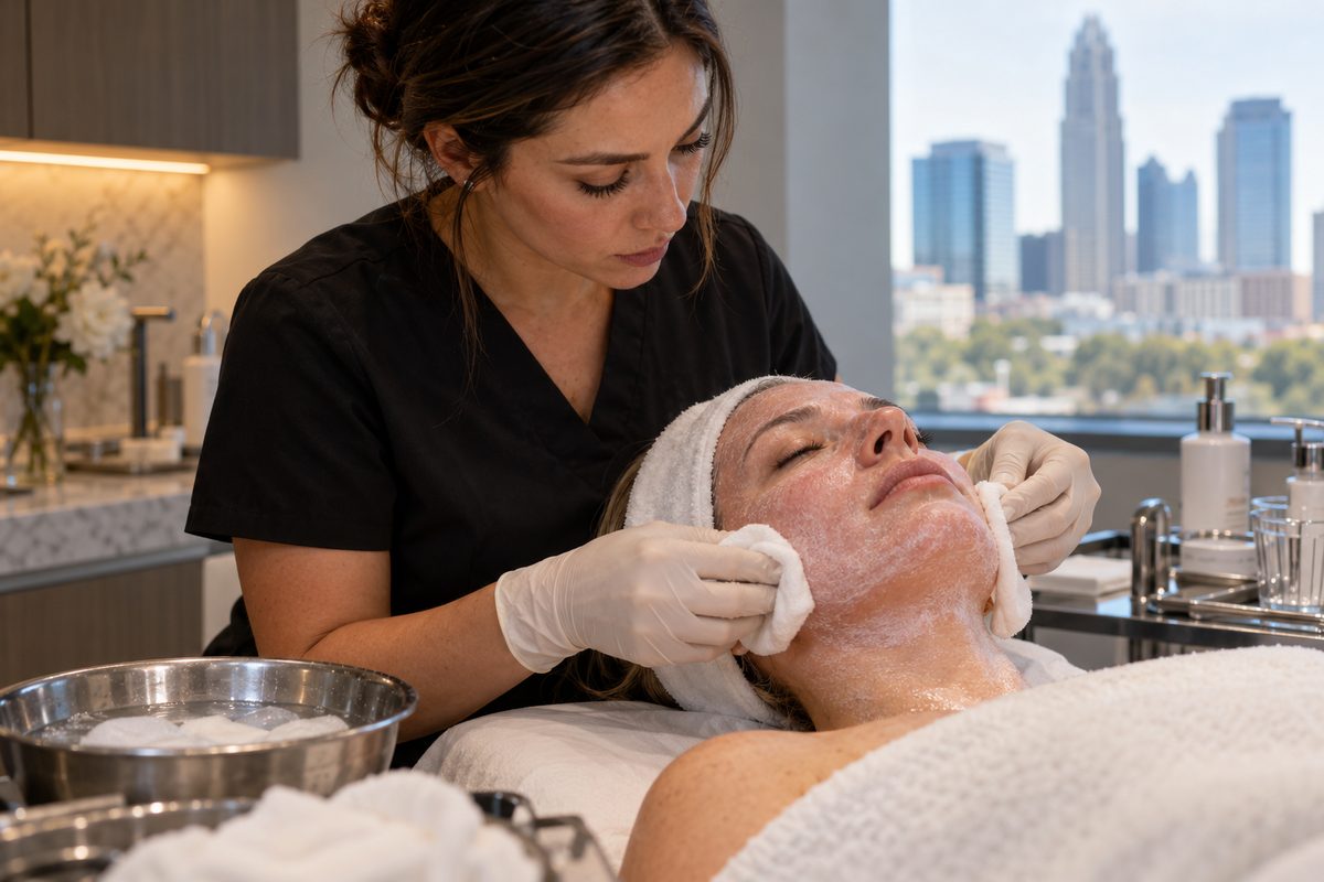 Controlled acid resurfacing and epidermal frosting assessment during a medical chemical peeling protocol.