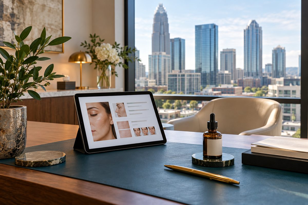 Clinical intake and diagnostic consultation station at SkinLuxes in Charlotte NC.